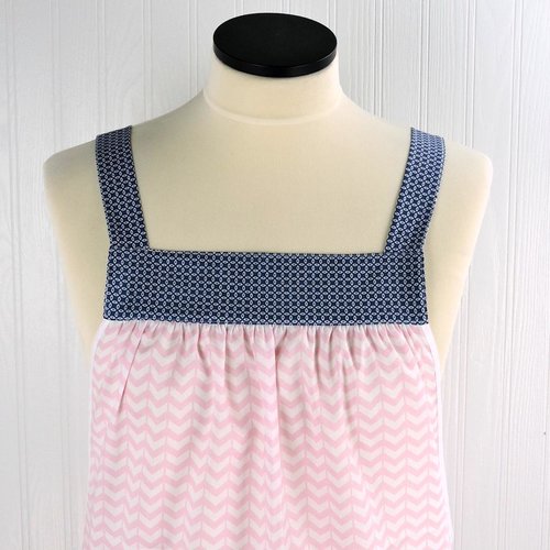 Vintage Happy Scrapbuster Pinafore with no ties (straps go straight over shoulders) relaxed fit smock with pockets, fits L/XL/2X, SHIPS NOW