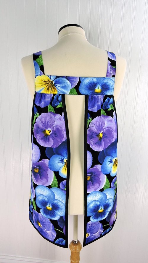 Pansy Pinafore with no ties (straps go straight over shoulders) relaxed fit smock with pockets, made to order from XS - 5X