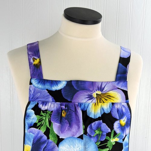 Pansy Pinafore with no ties (straps go straight over shoulders) relaxed fit smock with pockets, made to order from XS - 5X