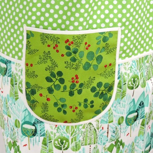 Winterly Dot Pinafore Apron with no ties (straps go straight over the shoulders) relaxed fit smock with pockets, fits L/XL/2X ready to ship