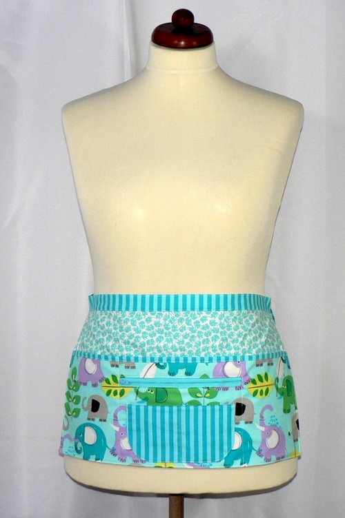 Elephants Multi-Pocket Apron great for waitress, vendor, photographer, cute teacher apron with money pocket, 2 sizes