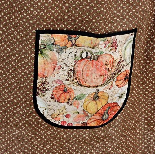 Harvest Pumpkins Scrapbuster Pinafore with no ties, relaxed fit smock with pockets, fall apron, Susan Winget Harvest fabric, SHIPS FAST