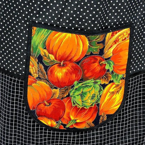 Bountiful Harvest Scrapbuster Pinafore with no ties (straps go straight over the shoulders) relaxed fit smock with pockets L/XL/2X ships now