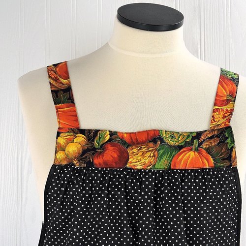 Bountiful Harvest Scrapbuster Pinafore with no ties (straps go straight over the shoulders) relaxed fit smock with pockets L/XL/2X ships now