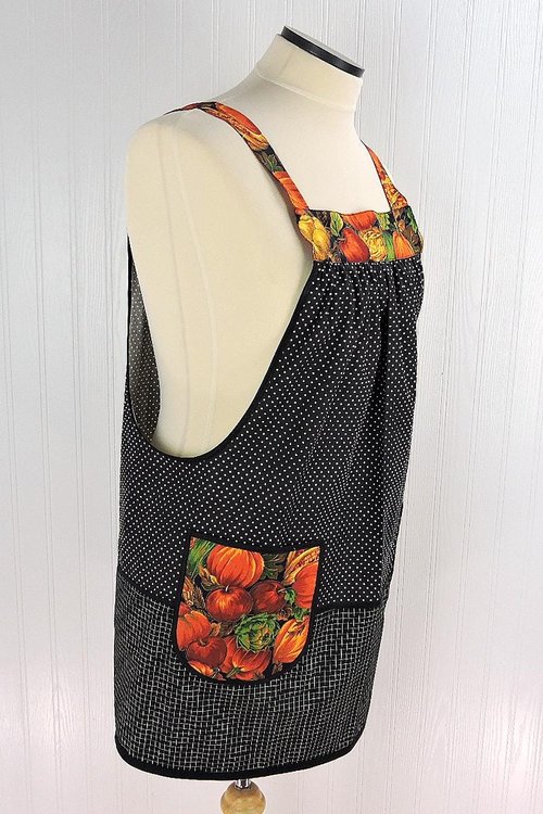 Bountiful Harvest Scrapbuster Pinafore with no ties (straps go straight over the shoulders) relaxed fit smock with pockets L/XL/2X ships now