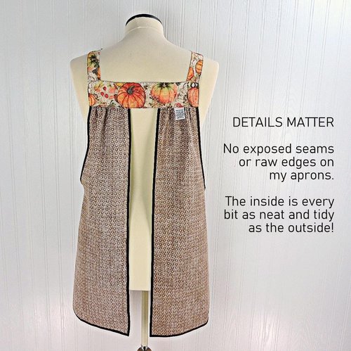 Harvest Pumpkins Scrapbuster Pinafore with no ties, relaxed fit smock with pockets, fall apron, Susan Winget Harvest fabric, SHIPS FAST