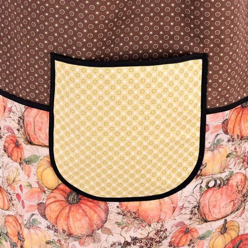 OOAK Harvest Pumpkins Pinafore with no ties, relaxed fit smock with pockets, fall apron, Susan Winget Harvest fabric, SHIPS FAST