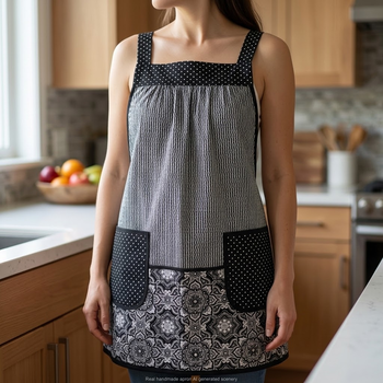 Fancy Medallion 2 Scrapbuster Pinafore with no ties (straps go straight over the shoulder), relaxed fit smock with pocket, L/XL/2X ships now