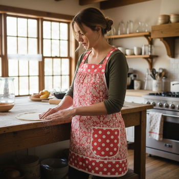 Raspberry Damask Pinafore with no ties (straps go straight over shoulders) relaxed fit smock with pockets, fits L/XL/2X, ready to ship