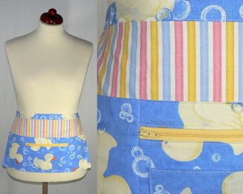 Rubber Ducky Multi-Pocket Half Apron, teachers, soap makers, craft shows, ONE apron fits waists up to 40" ready to ship