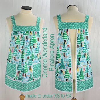 XS - 5X Gnome Wonderland Pinafore with no ties (straps go straight over the shoulders) relaxed fit smock with pockets, handmade to order