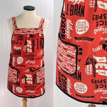 Vintage Kellogg's Cereal Pinafore with no ties, Relaxed Fit Smock with pockets, straps go straight over the shoulders, made-to-order XS- 5X