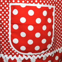 Red Polka Dot Pinafore with no ties (straps go straight over the shoulders) relaxed fit smock apron with pockets, made to order XS to 5X