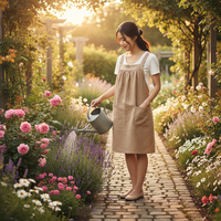 Natural (TAN) Washed Linen Pinafore Apron with no ties, 100% flax linen relaxed fit smock with pockets, handmade after order XS - 5X