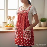 Red & White Scrapbuster Pinafore, relaxed fit smock with pockets, comfortable (doesn't touch neck) made to order XS to 5X plus size