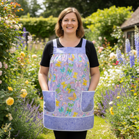 Purple Glitzy Butterflies Pinafore with no ties, relaxed fit smock apron with pockets, colorful with a bit of sparkle XS -5X