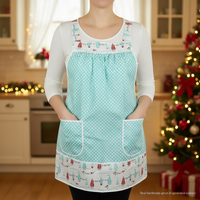 Tweet a Happy Tune Holiday Pinafore with no ties, relaxed fit smock with pockets, Christmas apron fits L-XL-2X ready to ship