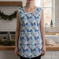 Winter Towne 50s Smock Apron with kangaroo pocket, relaxed fit with no neck ties (H-back apron) fits sizes large or X-large, ready to ship