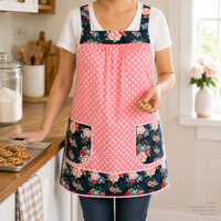 Vintage Polka Dot Charm Pinafore with no ties (straps go straight over the shoulders) relaxed fit smock with pockets L/XL/2X, SHIPS FAST