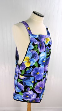 Pansy Pinafore with no ties (straps go straight over shoulders) relaxed fit smock with pockets, made to order from XS - 5X