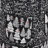 Silent Night Holiday Script Pinafore with no ties, Relaxed Fit Smock with pockets, smallest size fits XS/S/M, Christmas apron ready to ship now