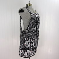 Silent Night Holiday Script Pinafore with no ties, Relaxed Fit Smock with pockets, smallest size fits XS/S/M, Christmas apron ready to ship now