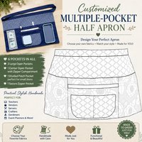 Customized Multiple Pocket Apron for Teachers, Vendors, Event Planners, Servers with secure zipper pocket, choose your own fabrics