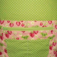 Strawberry Fields Teacher Apron with pockets, great for vendors with money pocket; servers; daycare;  photographers, fits waist up to 40"
