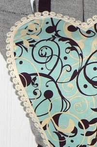 Aqua Swirl Twirly Skirt Apron with heart bib, vintage-style kitchen apron, diner style accessory, hostess apron, ready to ship