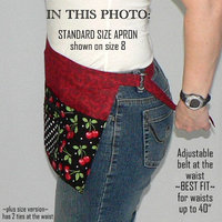 Black Cherries Multi-Pocket Apron with zipper, great for teachers, gardeners, servers, made after order in 2 sizes