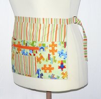 Pieces of Hope Autism Awareness Multi-Pocket Apron with zipper, (Teacher, Daycare, Pre-K) ready to ship fits waists up to 40 inches