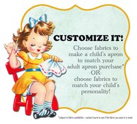 Custom Planned Children's Pinafore Apron with no ties, relaxed fit smock with pockets, 3 sizes, mini-me apron