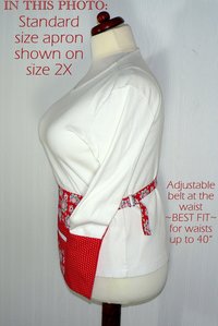 Red and Aqua Teacher Half Apron with money pocket, multi-pocket apron with zipper, Ready to Ship, fits waists up to 40 inches