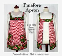 Watermelon Picnic Pinafore Apron with no ties, relaxed fit smock with pockets, retro farmhouse kitchen apron LAST ONE