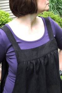 Black Linen Pinafore Apron with no ties, Washed Linen Relaxed Fit Smock with pockets, handmade after order XS to  5X Plus Size