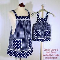 Custom Planned Children's Pinafore Apron with no ties, relaxed fit smock with pockets, 3 sizes, mini-me apron