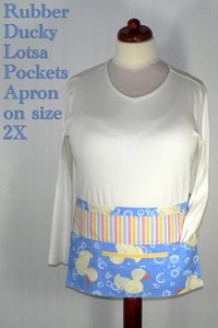 Rubber Ducky Multi-Pocket Half Apron, teachers, soap makers, craft shows, ONE apron fits waists up to 40" ready to ship