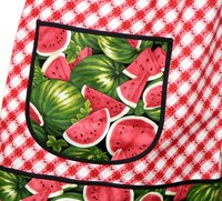 Watermelon Picnic Pinafore Apron with no ties, relaxed fit smock with pockets, retro farmhouse kitchen apron LAST ONE
