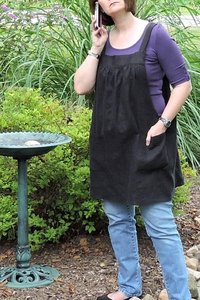 Black Linen Pinafore Apron with no ties, Washed Linen Relaxed Fit Smock with pockets, handmade after order XS to  5X Plus Size