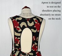 Santa's Christmas List Retro 50s Smock with no neck ties, H-back apron sits on shoulders, hostess apron fits L/XL ready to ship