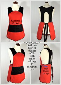 Navy Calico 50s Smock Apron, vintage-style all day work apron, "h-back" doesn't touch neck, made-to-order XS to 4X