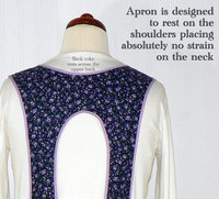 Navy Calico 50s Smock Apron, vintage-style all day work apron, "h-back" doesn't touch neck, made-to-order XS to 4X