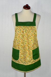 XS- 5X Christmas HOLLY Pinafore Apron with no ties, relaxed fit smock with pockets, holiday entertaining Xmas hostess