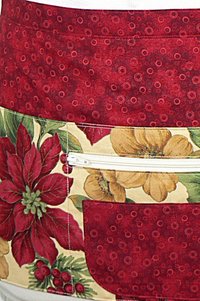 Christmas Floral Multi-Pocket Teacher Apron, Xmas Vendor Apron with money pocket, MADE to ORDER fits waists up to 40"