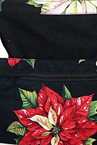 Black Tis the Season Poinsettias Multi-Pocket Apron, Xmas Vendor Apron with money pocket, ready to ship fits waists up to 40"