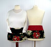 Red Tis the Season Poinsettia Multi-Pocket Teacher Apron, Xmas Vendor Apron with money pocket, Ready to Ship fits waist up to 40"