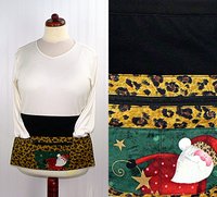 Leopard Print Santa Multi-Pocket Teacher Apron, Christmas Vendor Apron with money pocket, ready to ship fits waists up to 40"