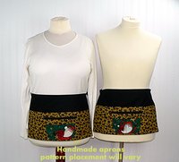Leopard Print Santa Multi-Pocket Teacher Apron, Christmas Vendor Apron with money pocket, ready to ship fits waists up to 40"
