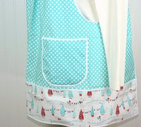 Tweet a Happy Tune Holiday Pinafore with no ties, relaxed fit smock with pockets, Christmas apron fits L-XL-2X ready to ship