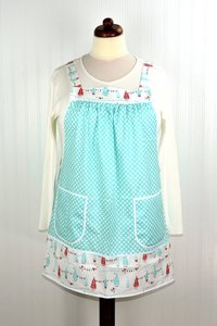 Tweet a Happy Tune Holiday Pinafore with no ties, relaxed fit smock with pockets, Christmas apron fits L-XL-2X ready to ship